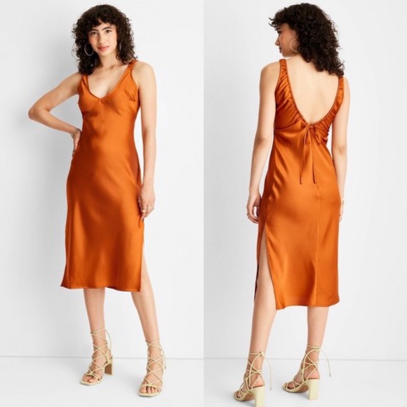 future collective Dresses & Skirts - ✨NWT Future Collective Alani Noelle Rust Orange Strappy Slip Midi Dress XXL